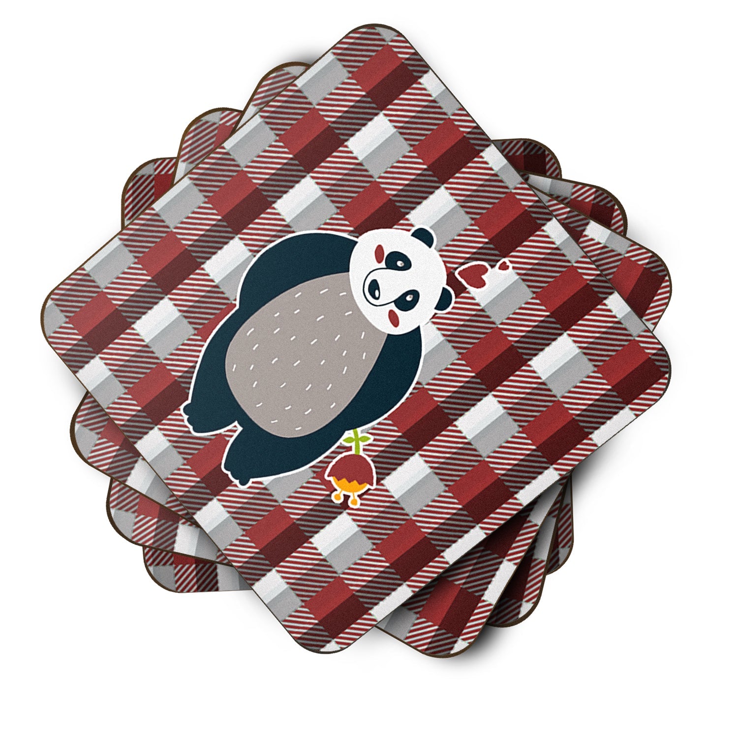 Panda Love Foam Coasters Set of 4 Cup Coasters for Indoor Outdoor, Tabletop Protection, Anti Slip, Mouse pad Material