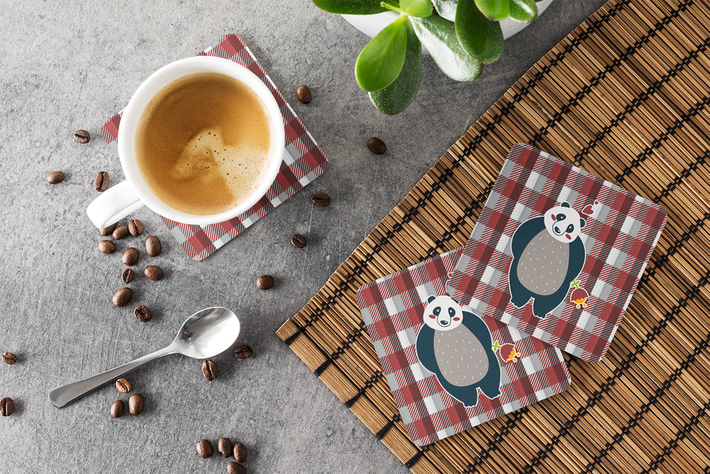 Panda Love Foam Coasters Set of 4 Cup Coasters for Indoor Outdoor, Tabletop Protection, Anti Slip, Mouse pad Material