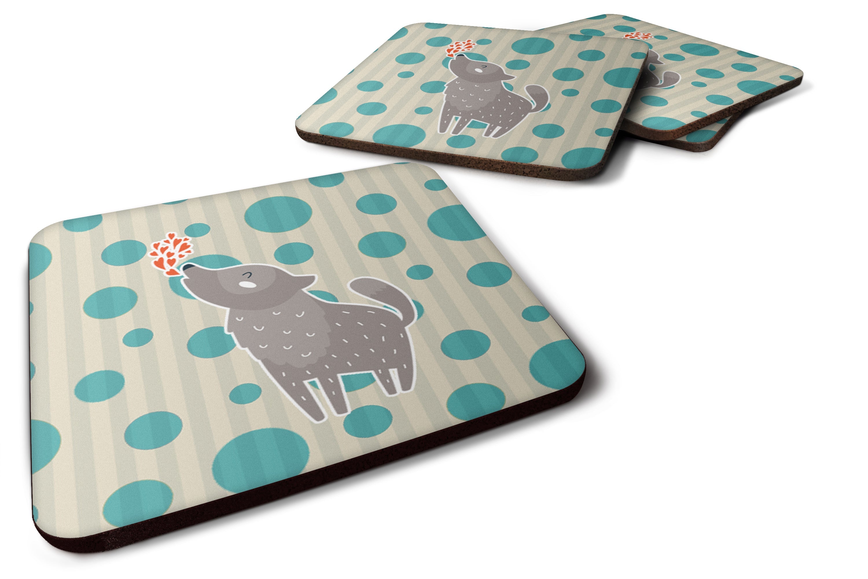 Wolf Love Foam Coasters Set of 4 Cup Coasters for Indoor Outdoor, Tabletop Protection, Anti Slip, Mouse pad Material