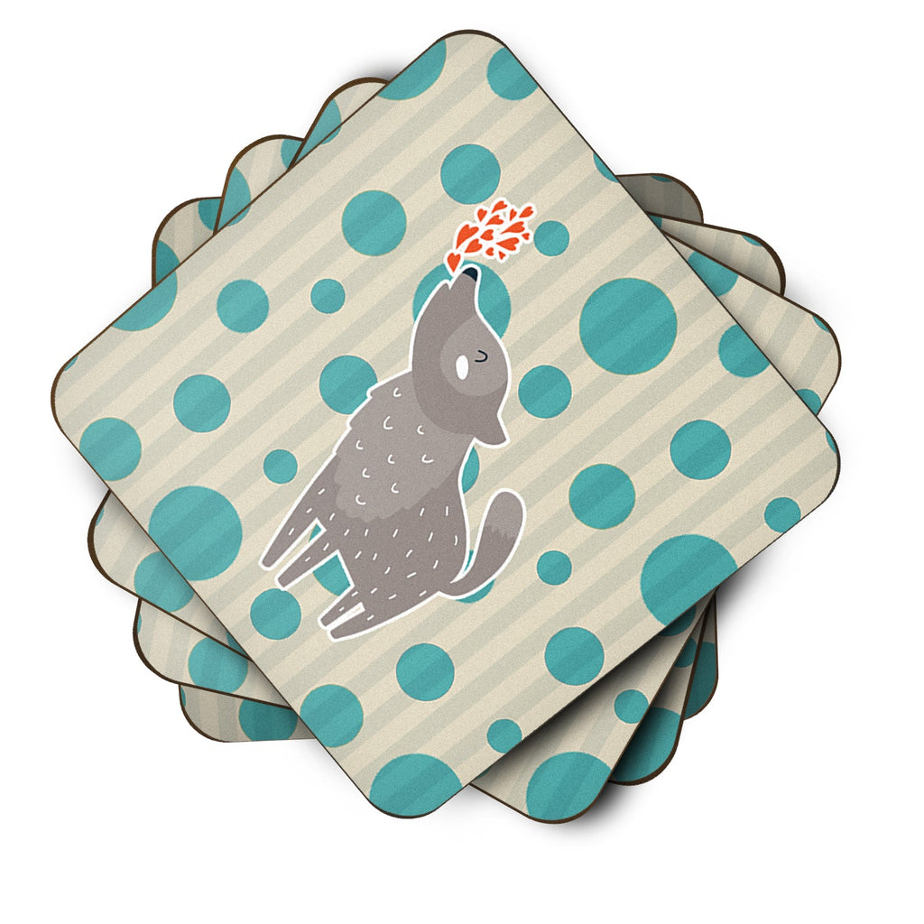 Wolf Love Foam Coasters Set of 4 Cup Coasters for Indoor Outdoor, Tabletop Protection, Anti Slip, Mouse pad Material