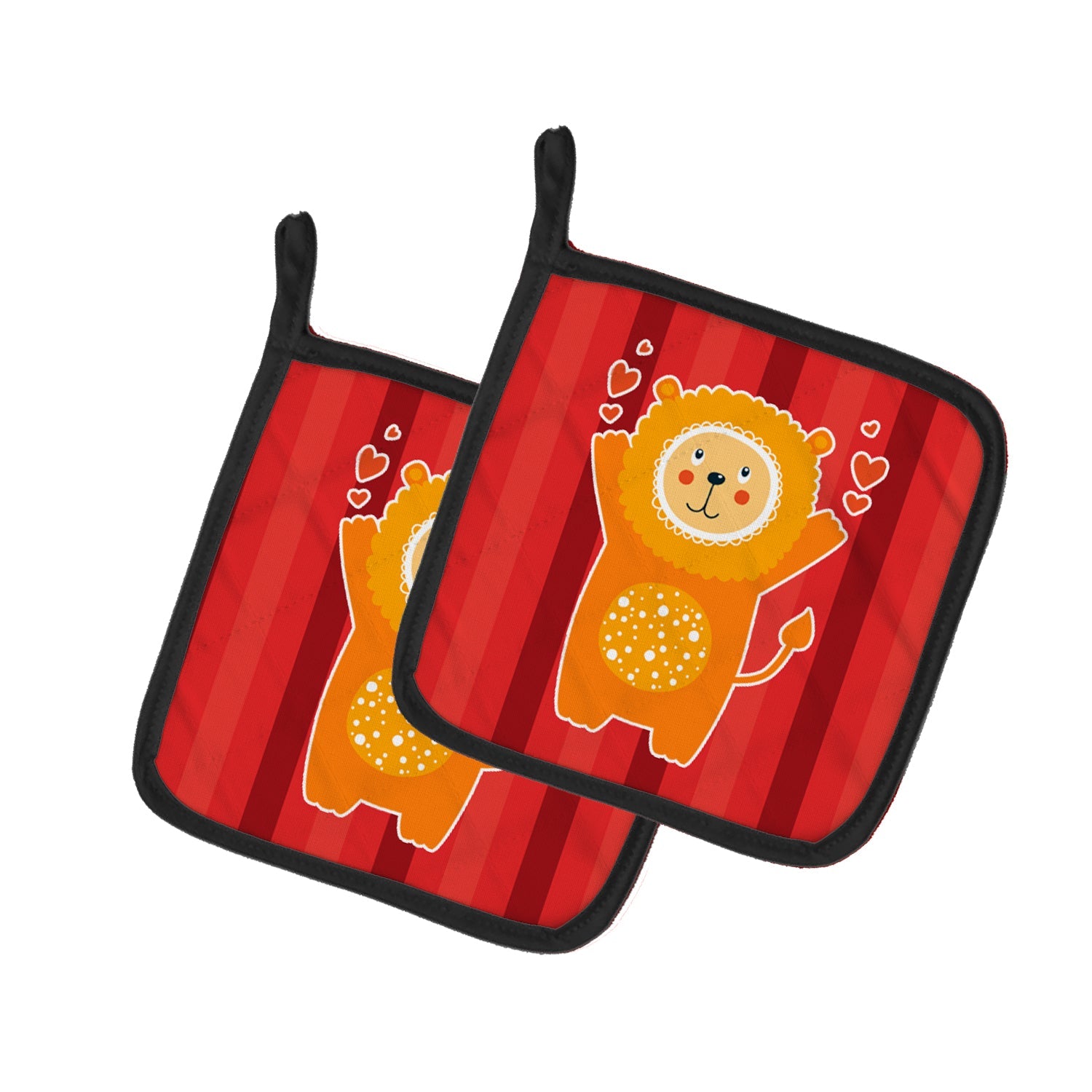Lion Love Pot Holder Set of 2 Heat Resistant Quilted Hot Pads 7.5 x 7.5 Inch, Insulated Kitchen Trivets for Cooking & Baking