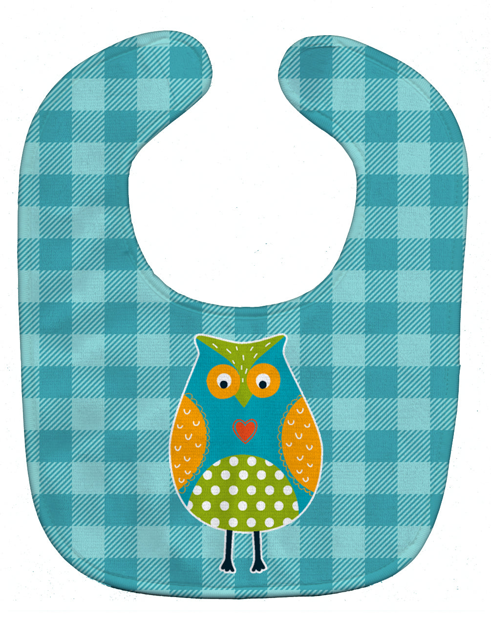 Owl on Blue Plaid Baby Bib Easy-Clean Baby Bib Baby Feeding Accessory Baby Mealtime Essential, 10 x 13, Multicolor