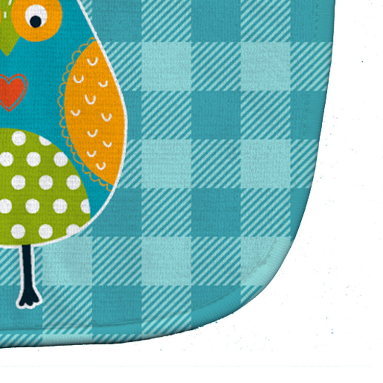 Owl on Blue Plaid Baby Bib Easy-Clean Baby Bib Baby Feeding Accessory Baby Mealtime Essential, 10 x 13, Multicolor