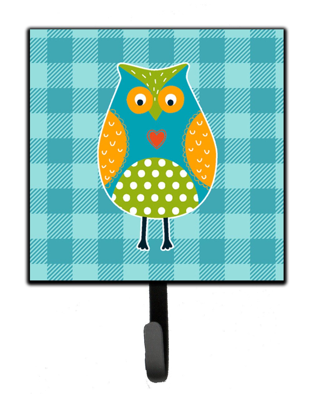 Owl on Blue Plaid Leash or Key Holder Wall Hooks, Key Hooks Holder, Coat Rack Wall Mount, Coat Hooks, Hooks for Hanging Keys, Towels, Aprons, Leashes