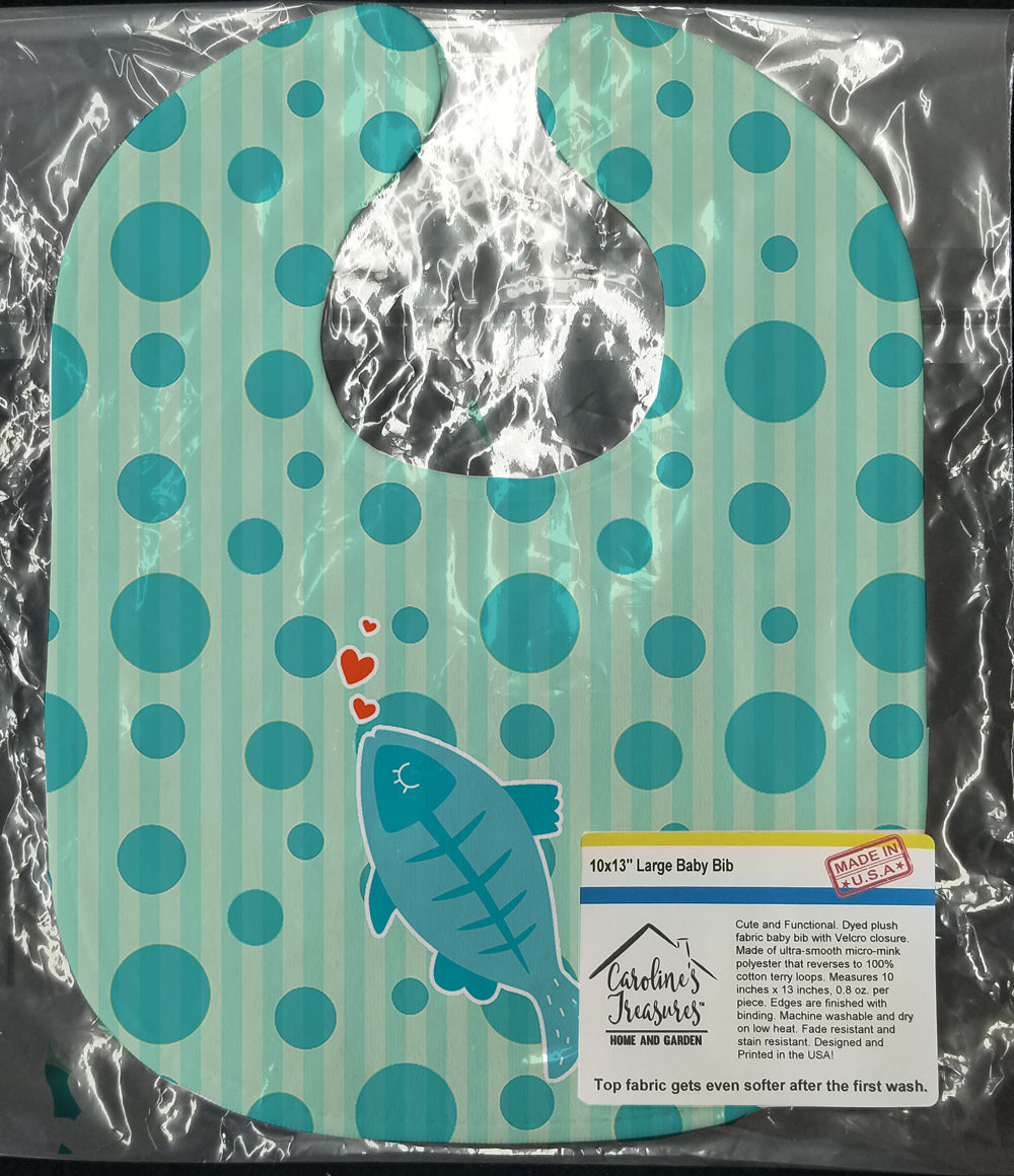 Polkadot Fish Baby Bib Easy-Clean Baby Bib Baby Feeding Accessory Baby Mealtime Essential, 10 x 13, Multicolor