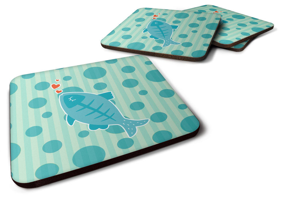Polkadot Fish Foam Coasters Set of 4 Cup Coasters for Indoor Outdoor, Tabletop Protection, Anti Slip, Mouse pad Material