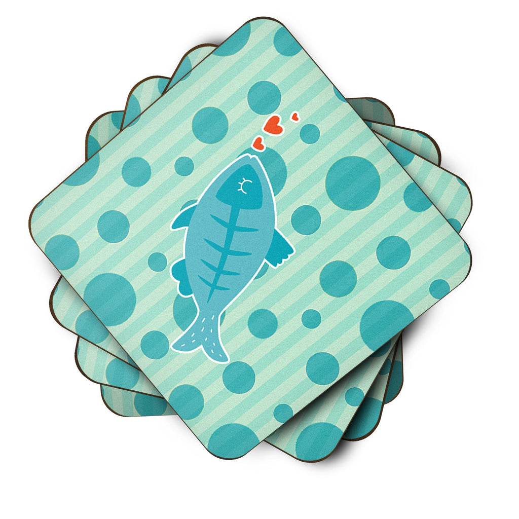 Polkadot Fish Foam Coasters Set of 4 Cup Coasters for Indoor Outdoor, Tabletop Protection, Anti Slip, Mouse pad Material