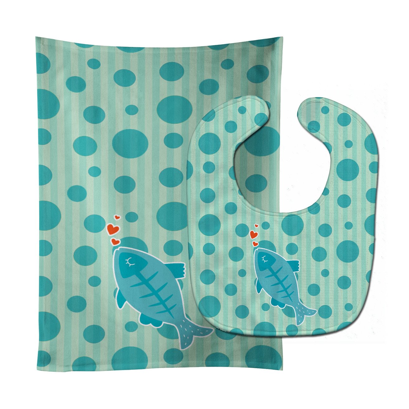 Polkadot Fish Baby Bib & Burp Cloth Easy-Clean Baby Bib Baby Feeding Accessory Baby Mealtime Essential