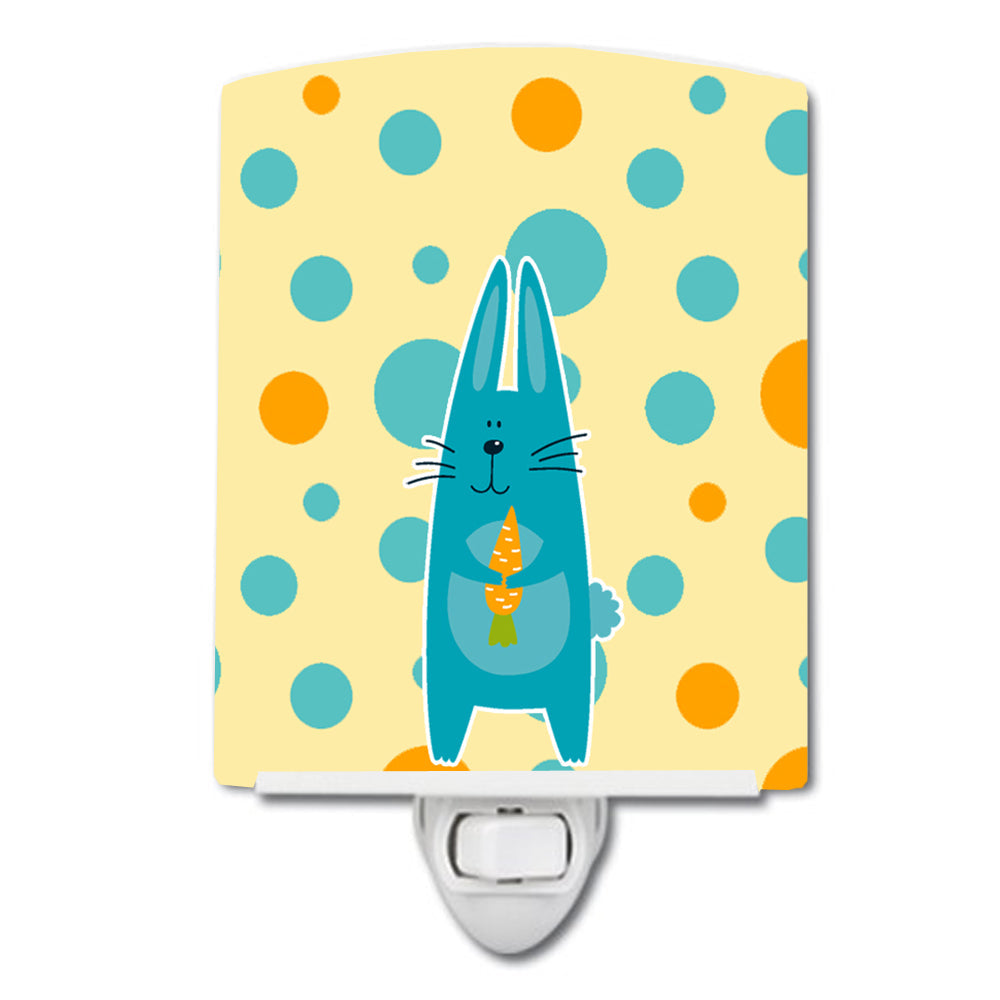Polkadot Rabbit Ceramic Night Light Compact, UL-Certified, Ideal for Bedroom, Bathroom, Nursery, Hallway, Kitchen, 6x4x3, Multicolor