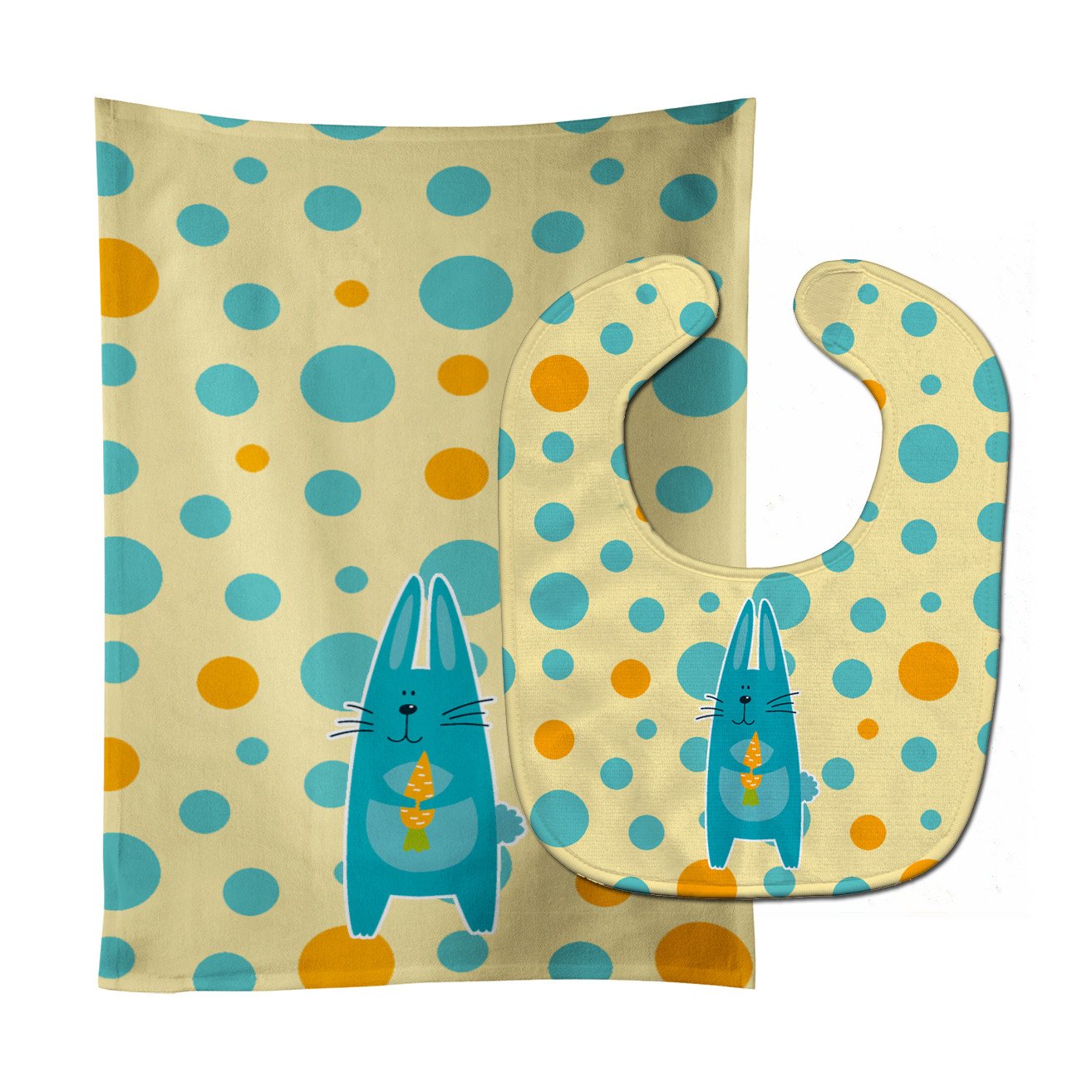 Polkadot Rabbit Baby Bib & Burp Cloth Easy-Clean Baby Bib Baby Feeding Accessory Baby Mealtime Essential