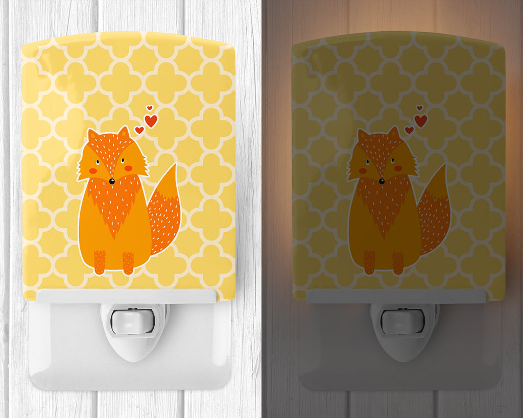 Foxy Love Ceramic Night Light Compact, UL-Certified, Ideal for Bedroom, Bathroom, Nursery, Hallway, Kitchen, 6x4x3, Multicolor