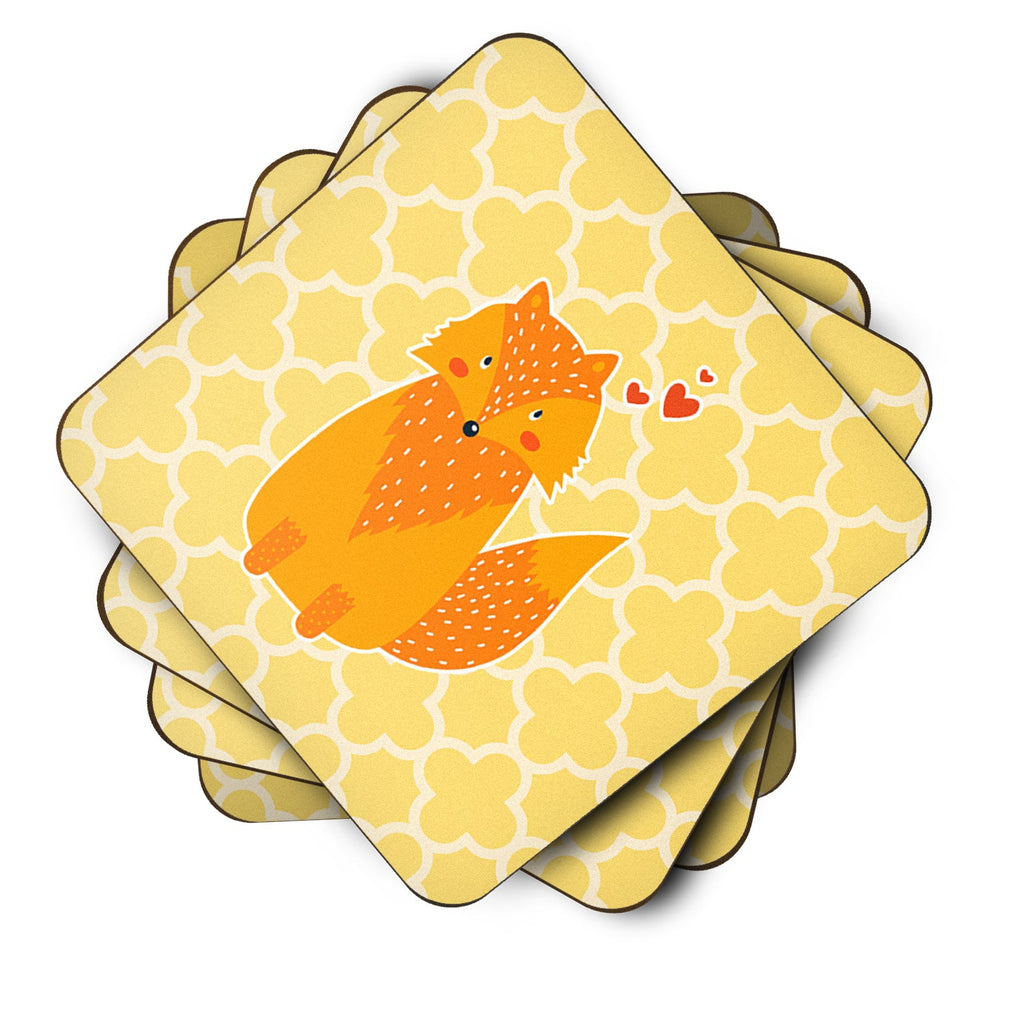 Foxy Love Foam Coasters Set of 4 Cup Coasters for Indoor Outdoor, Tabletop Protection, Anti Slip, Mouse pad Material
