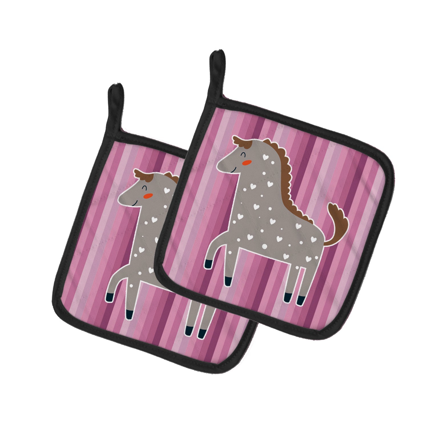 Horse Pot Holder Set of 2 Heat Resistant Quilted Hot Pads 7.5 x 7.5 Inch, Insulated Kitchen Trivets for Cooking & Baking