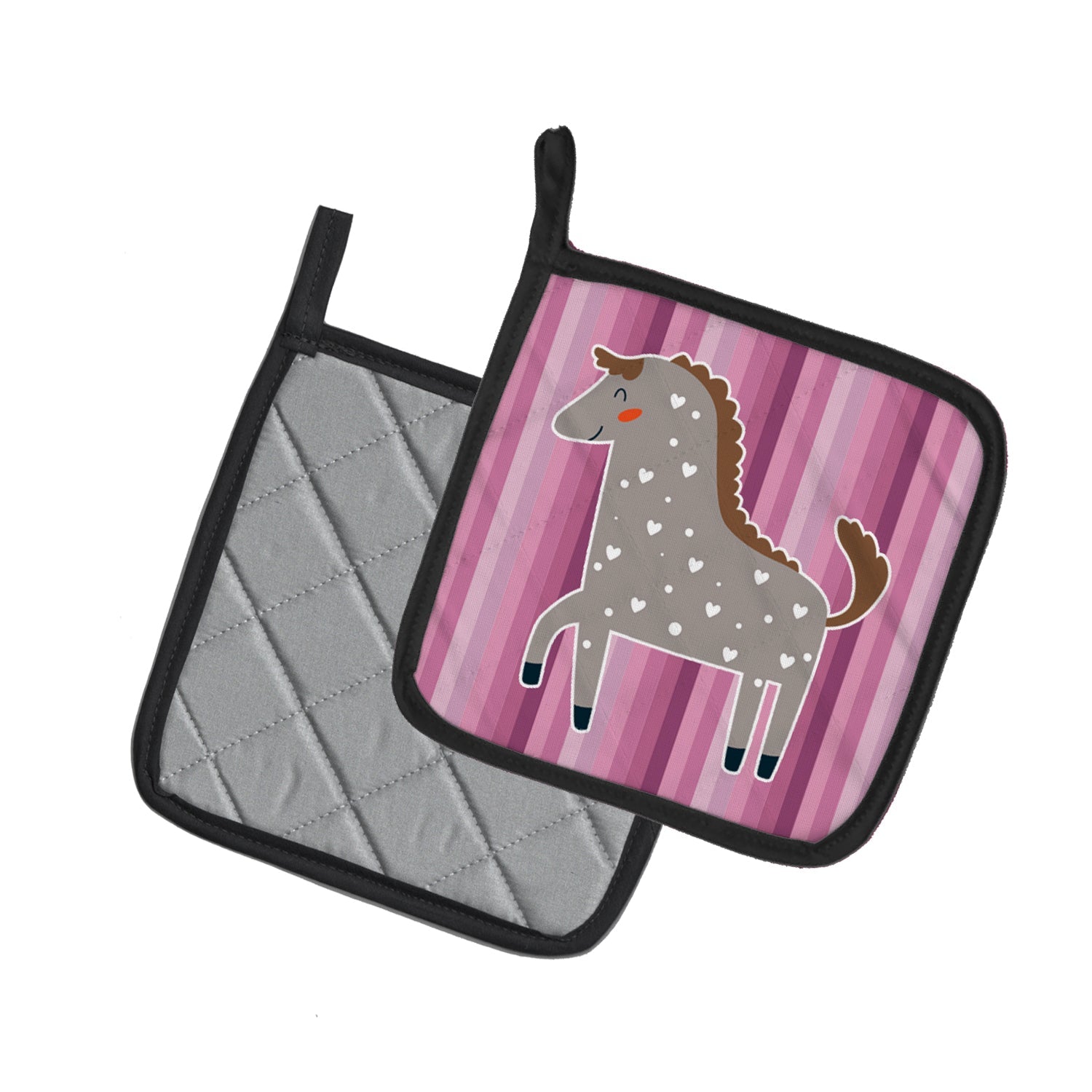 Horse Pot Holder Set of 2 Heat Resistant Quilted Hot Pads 7.5 x 7.5 Inch, Insulated Kitchen Trivets for Cooking & Baking