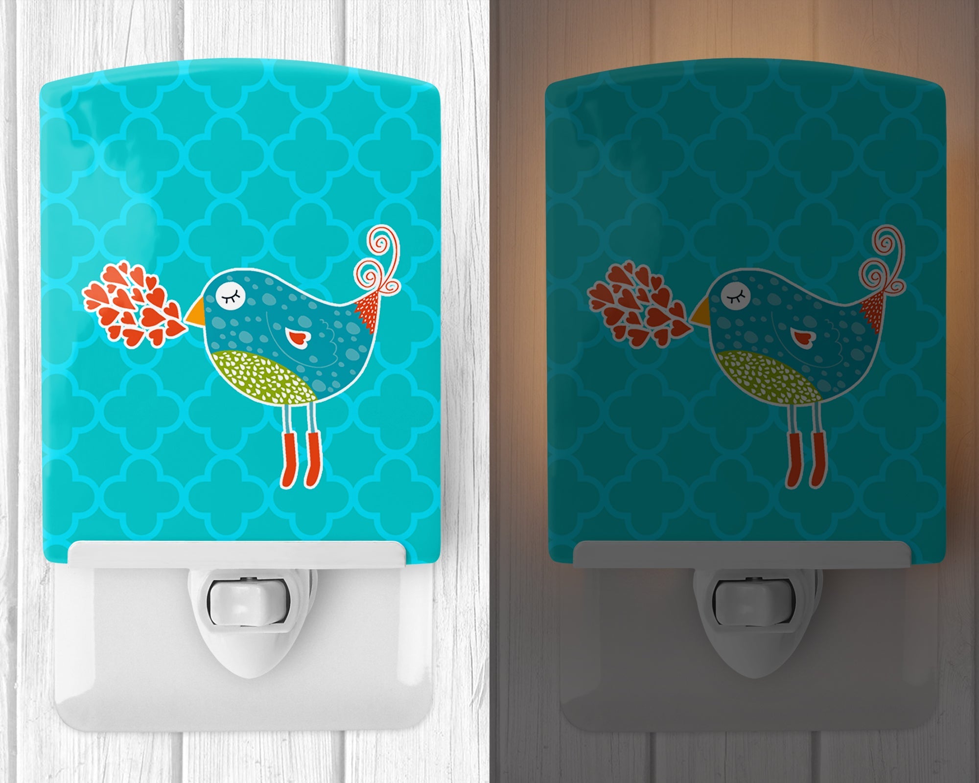 Birdy Love Ceramic Night Light Compact, UL-Certified, Ideal for Bedroom, Bathroom, Nursery, Hallway, Kitchen, 6x4x3, Multicolor