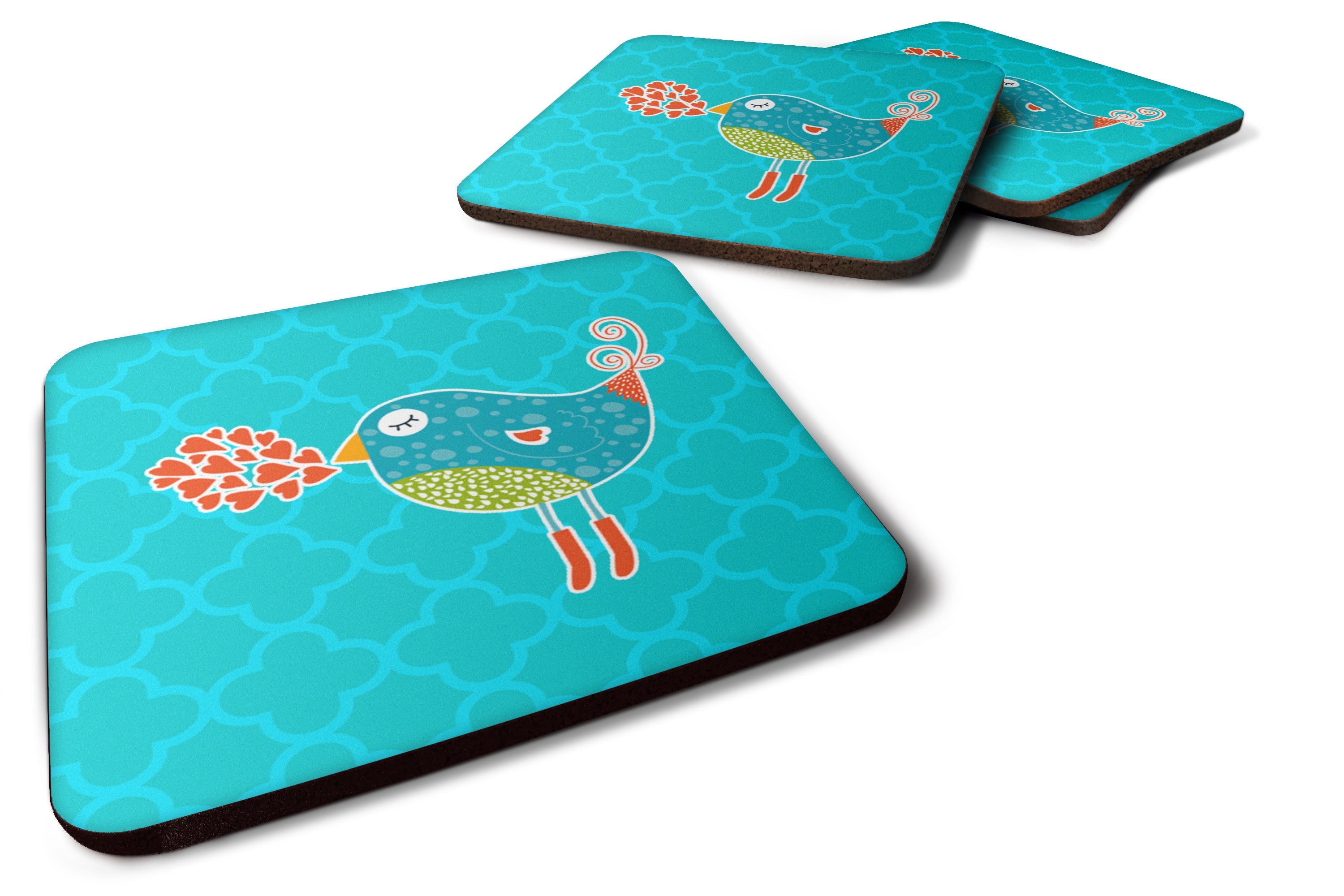 Birdy Love Foam Coasters Set of 4 Cup Coasters for Indoor Outdoor, Tabletop Protection, Anti Slip, Mouse pad Material