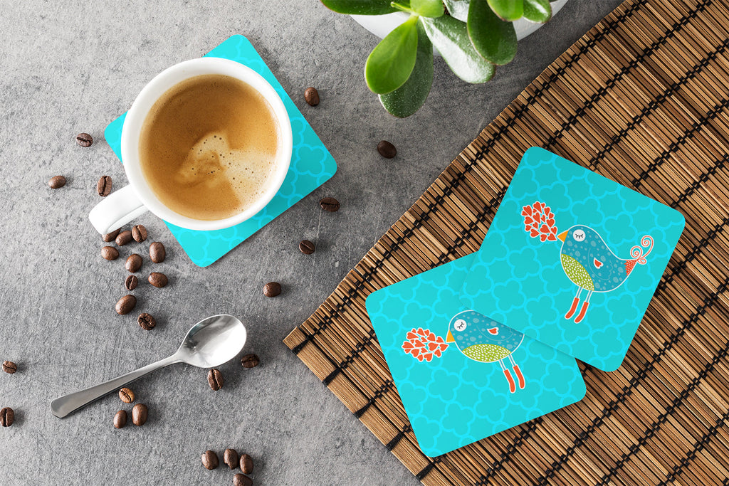 Birdy Love Foam Coasters Set of 4 Cup Coasters for Indoor Outdoor, Tabletop Protection, Anti Slip, Mouse pad Material