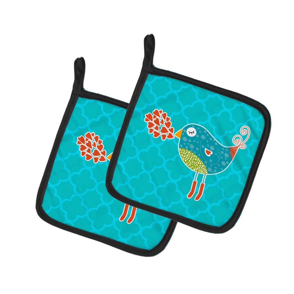 Birdy Love Pot Holder Set of 2 Heat Resistant Quilted Hot Pads 7.5 x 7.5 Inch, Insulated Kitchen Trivets for Cooking & Baking