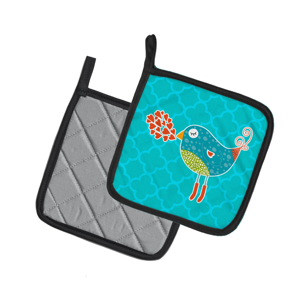 Birdy Love Pot Holder Set of 2 Heat Resistant Quilted Hot Pads 7.5 x 7.5 Inch, Insulated Kitchen Trivets for Cooking & Baking