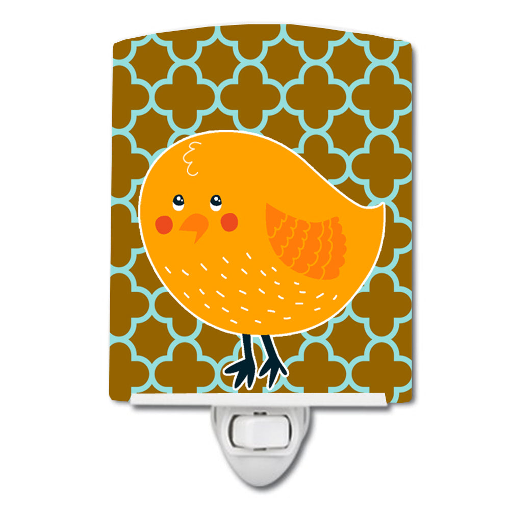 Bird on Quatrfoil Ceramic Night Light Compact, UL-Certified, Ideal for Bedroom, Bathroom, Nursery, Hallway, Kitchen, 6x4x3, Multicolor
