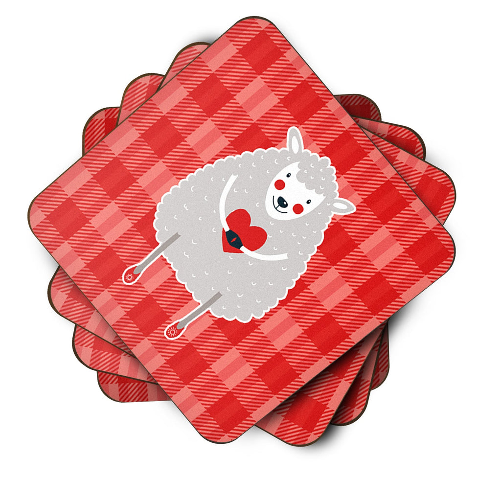 Lamb Love Foam Coasters Set of 4 Cup Coasters for Indoor Outdoor, Tabletop Protection, Anti Slip, Mouse pad Material