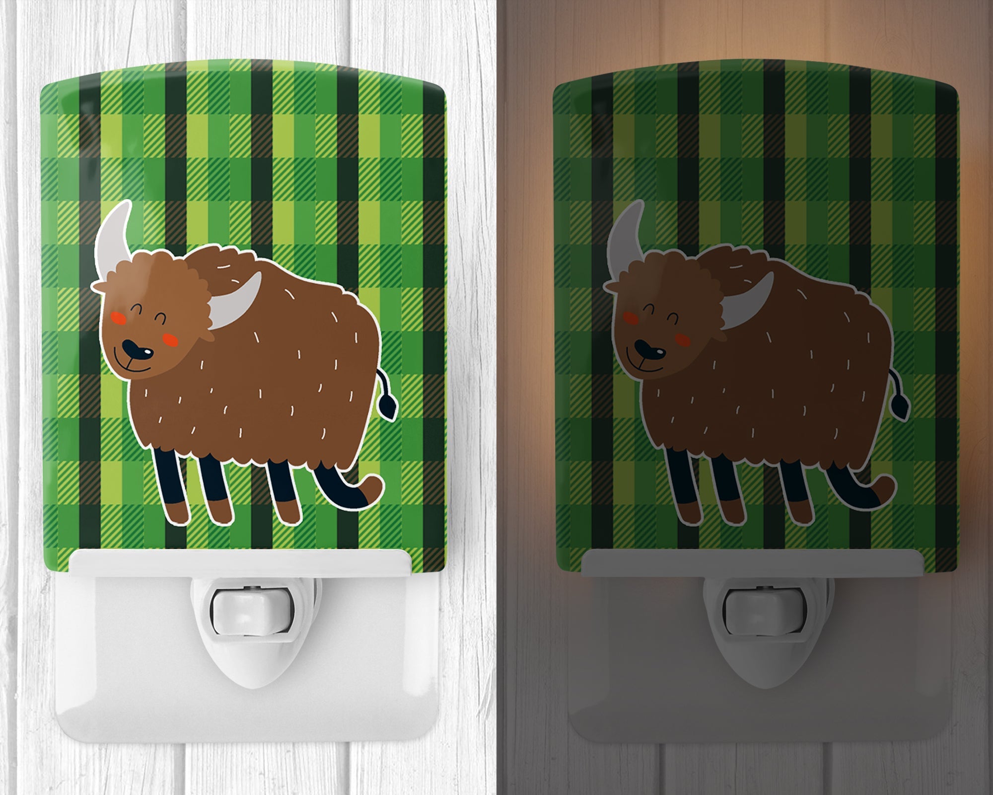 Bull Ceramic Night Light Compact, UL-Certified, Ideal for Bedroom, Bathroom, Nursery, Hallway, Kitchen, 6x4x3, Multicolor