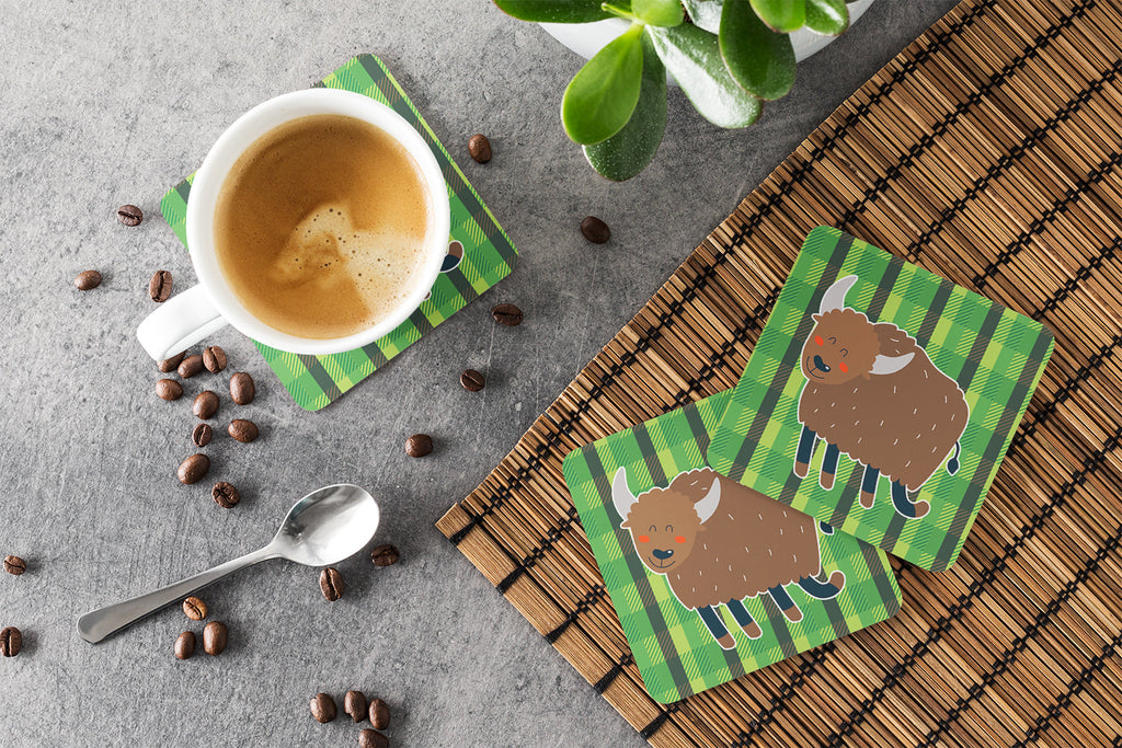 Bull Foam Coasters Set of 4 Cup Coasters for Indoor Outdoor, Tabletop Protection, Anti Slip, Mouse pad Material