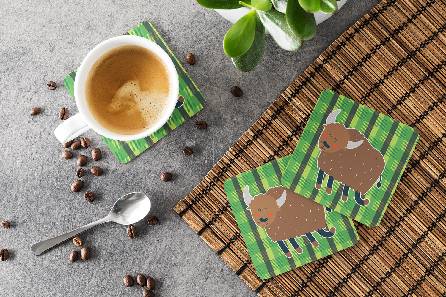 Bull Foam Coasters Set of 4 Cup Coasters for Indoor Outdoor, Tabletop Protection, Anti Slip, Mouse pad Material