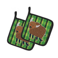 Bull Pot Holder Set of 2 Heat Resistant Quilted Hot Pads 7.5 x 7.5 Inch, Insulated Kitchen Trivets for Cooking & Baking
