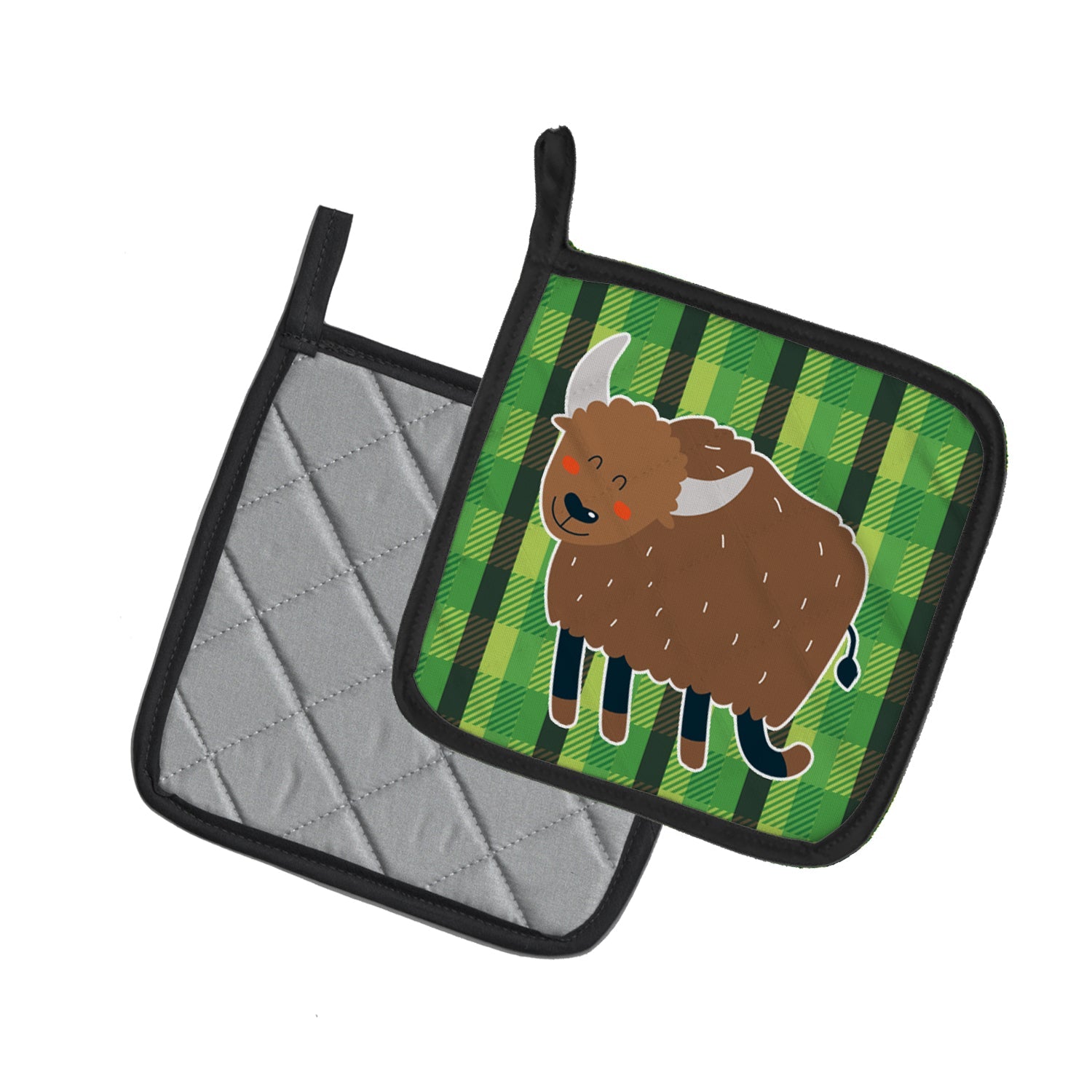 Bull Pot Holder Set of 2 Heat Resistant Quilted Hot Pads 7.5 x 7.5 Inch, Insulated Kitchen Trivets for Cooking & Baking