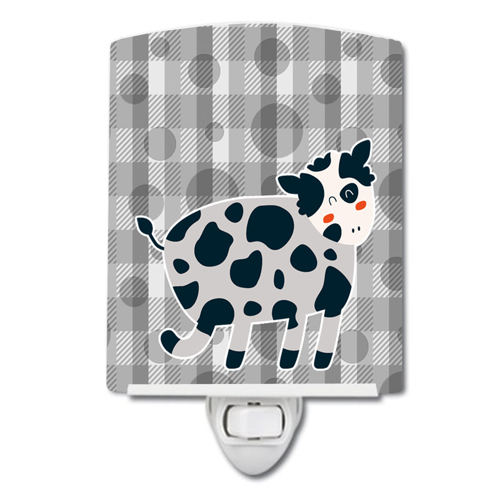 Cow Ceramic Night Light Compact, UL-Certified, Ideal for Bedroom, Bathroom, Nursery, Hallway, Kitchen, 6x4x3, Multicolor