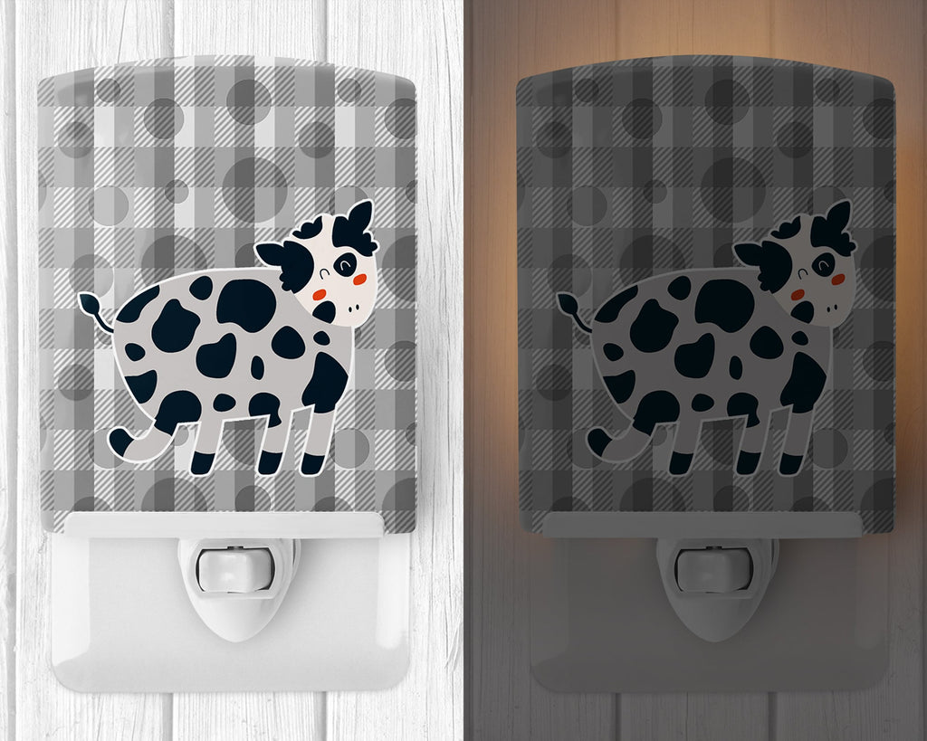 Cow Ceramic Night Light Compact, UL-Certified, Ideal for Bedroom, Bathroom, Nursery, Hallway, Kitchen, 6x4x3, Multicolor