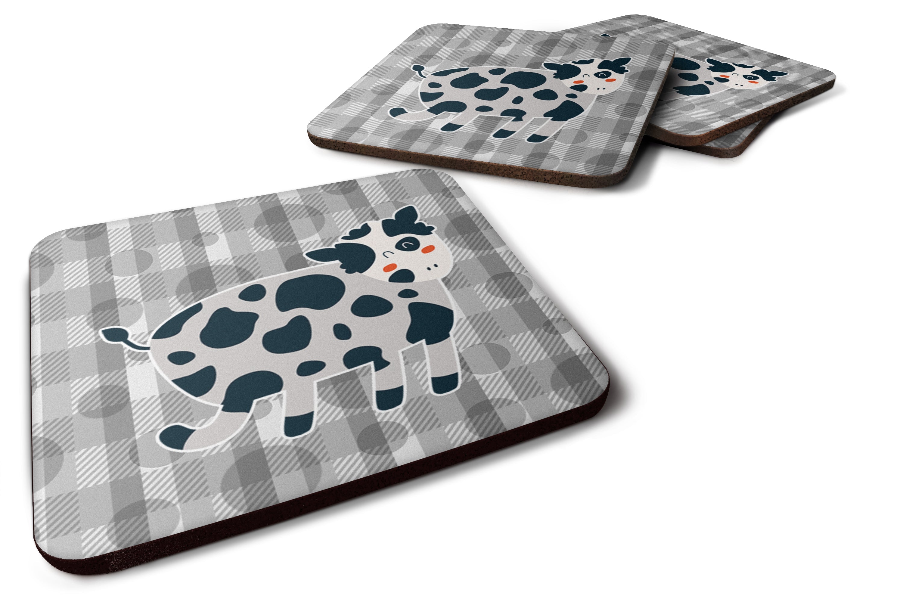 Cow Foam Coasters Set of 4 Cup Coasters for Indoor Outdoor, Tabletop Protection, Anti Slip, Mouse pad Material