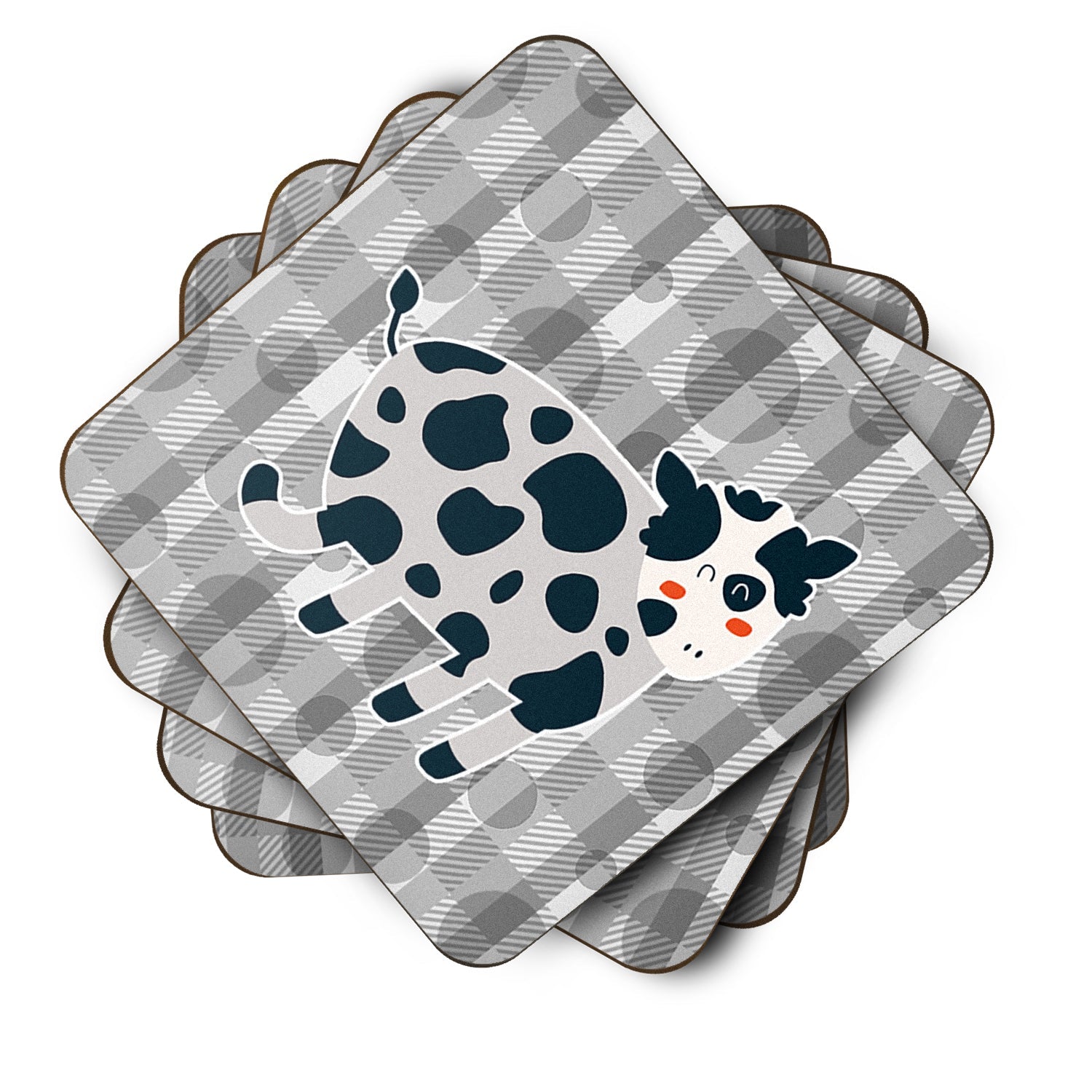 Cow Foam Coasters Set of 4 Cup Coasters for Indoor Outdoor, Tabletop Protection, Anti Slip, Mouse pad Material