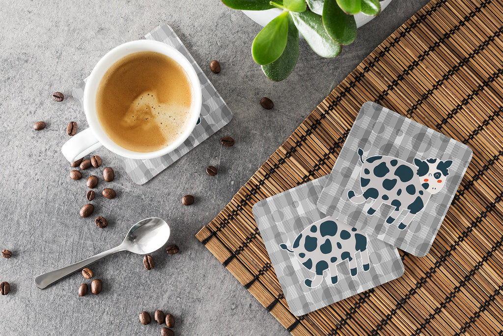Cow Foam Coasters Set of 4 Cup Coasters for Indoor Outdoor, Tabletop Protection, Anti Slip, Mouse pad Material