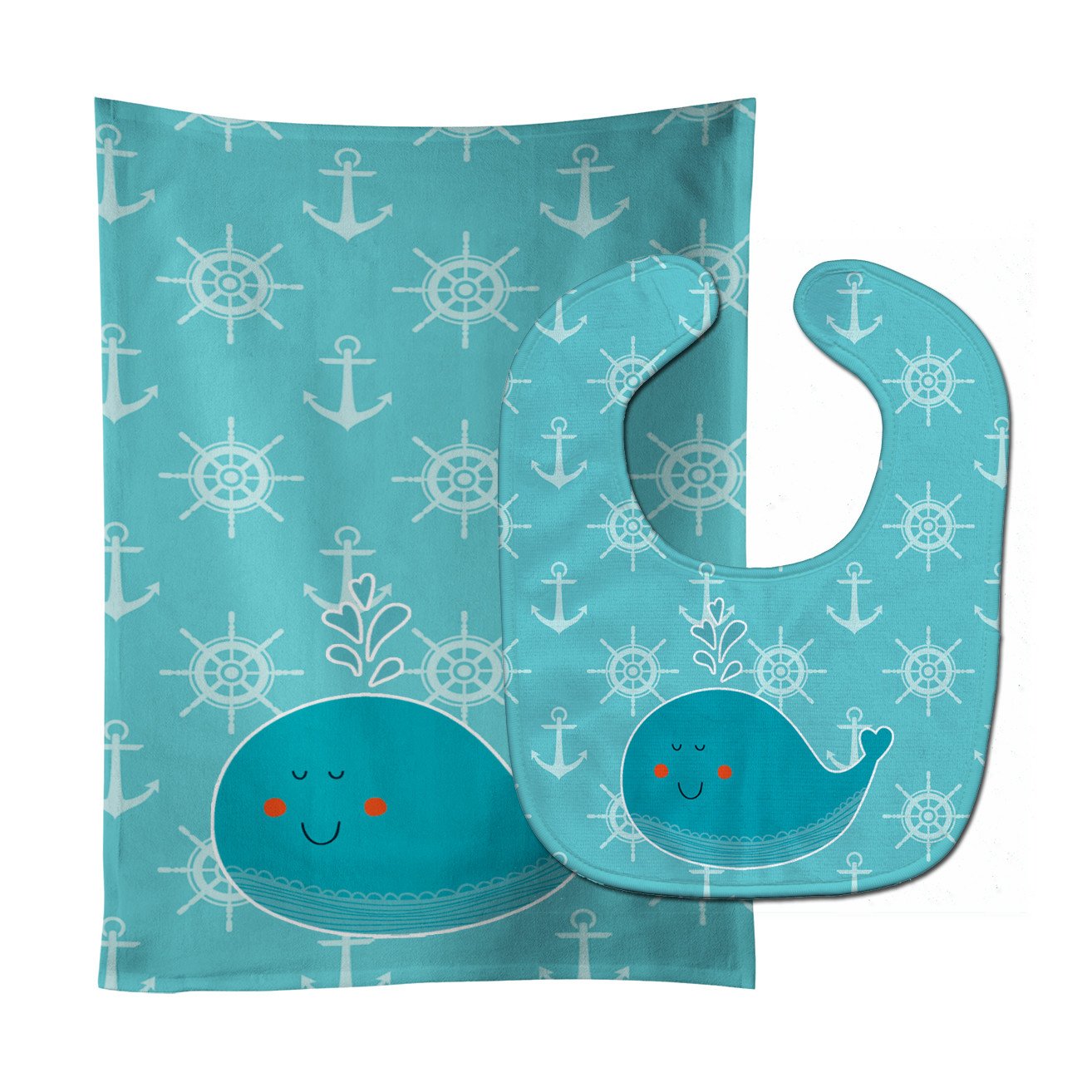 Whale with Anchors Baby Bib & Burp Cloth Easy-Clean Baby Bib Baby Feeding Accessory Baby Mealtime Essential