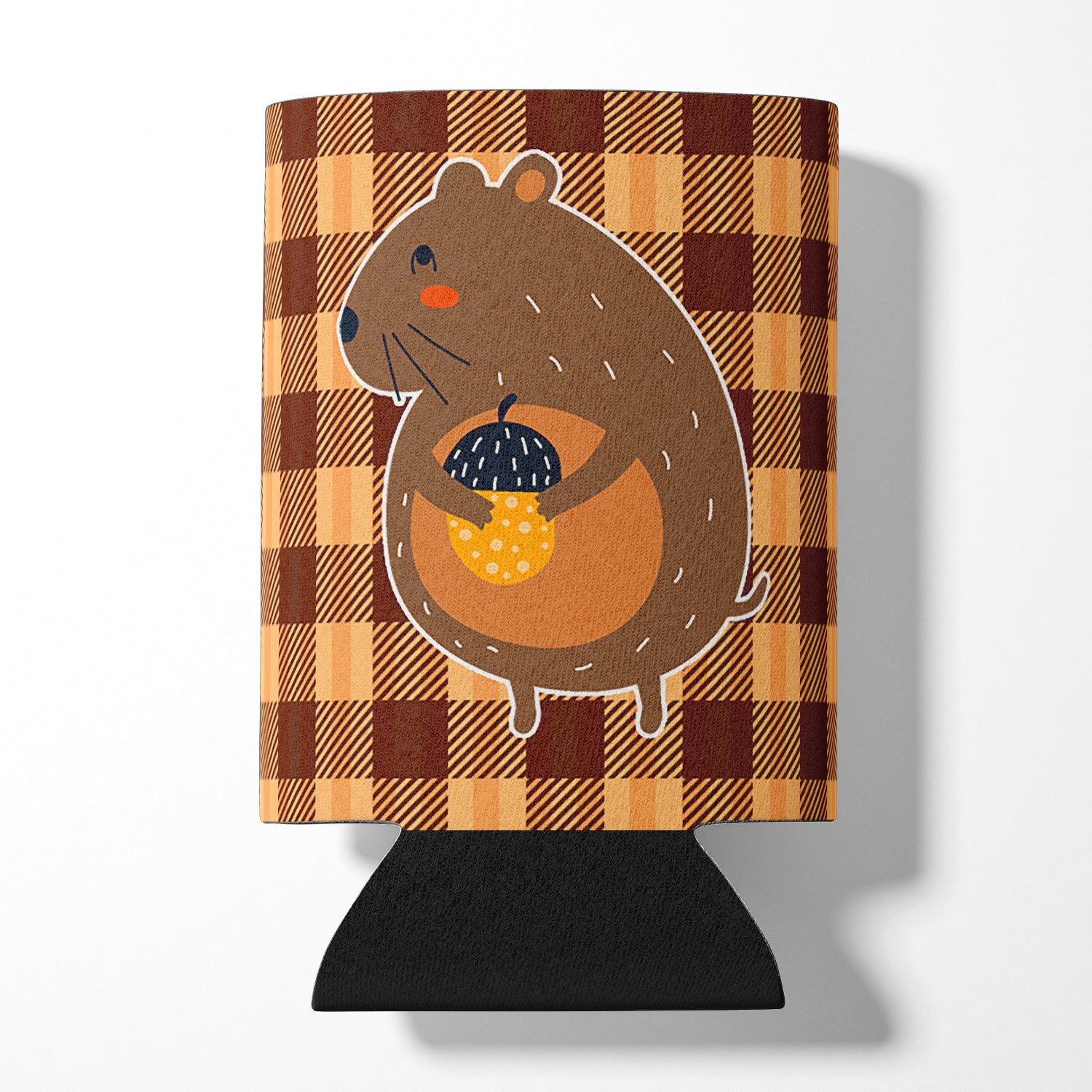 Squirrel with a Nut Can or Bottle Hugger Cooler Sleeve for Standard 12 oz Cans, Insulated Foam Beer & Soda Can Hugger Reusable