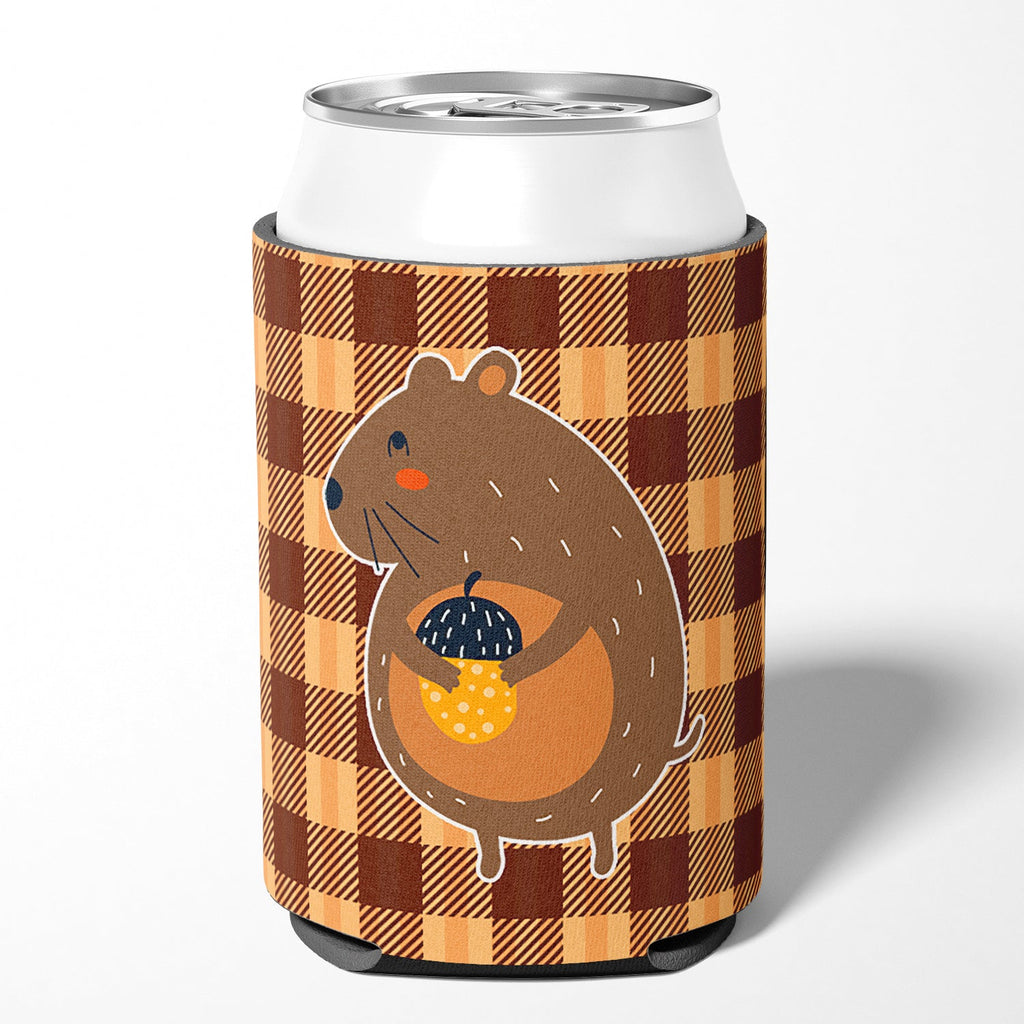 Squirrel with a Nut Can or Bottle Hugger Cooler Sleeve for Standard 12 oz Cans, Insulated Foam Beer & Soda Can Hugger Reusable