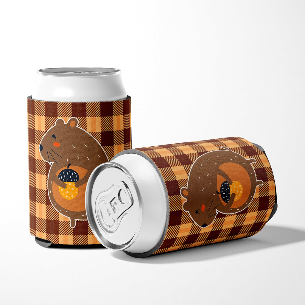 Squirrel with a Nut Can or Bottle Hugger Cooler Sleeve for Standard 12 oz Cans, Insulated Foam Beer & Soda Can Hugger Reusable
