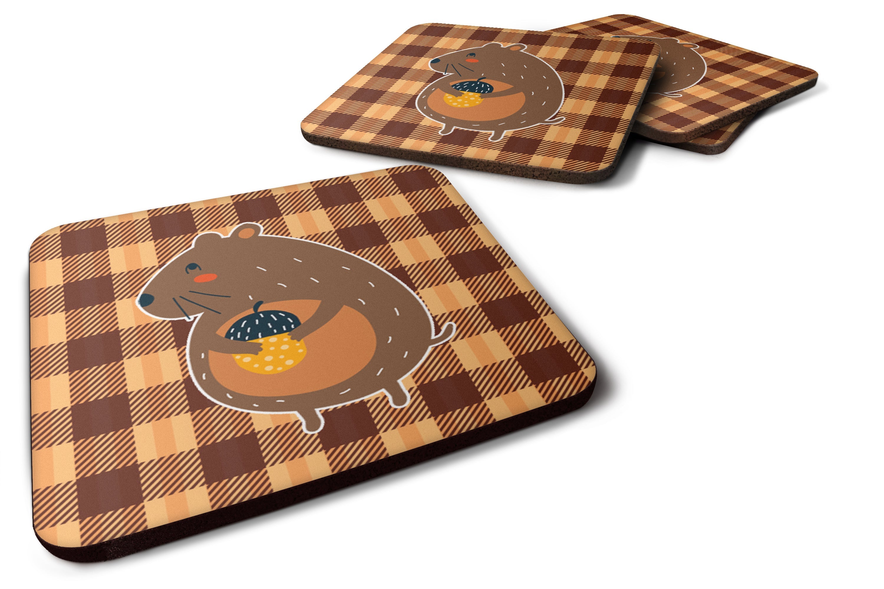 Squirrel with a Nut Foam Coasters Set of 4 Cup Coasters for Indoor Outdoor, Tabletop Protection, Anti Slip, Mouse pad Material