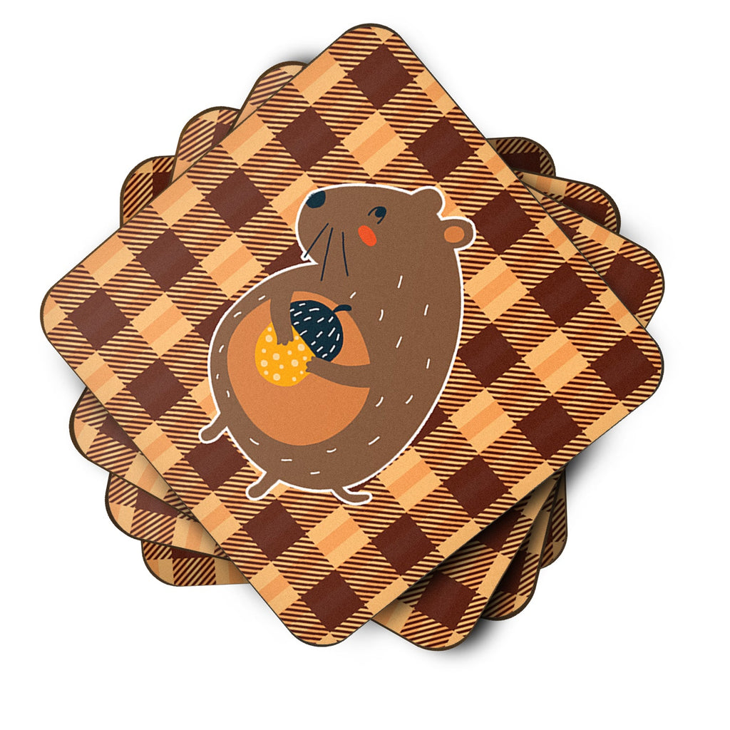 Squirrel with a Nut Foam Coasters Set of 4 Cup Coasters for Indoor Outdoor, Tabletop Protection, Anti Slip, Mouse pad Material