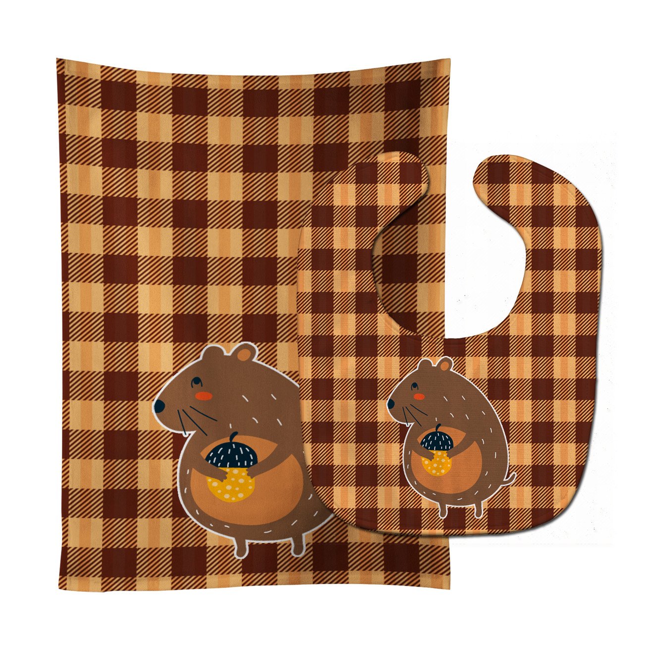 Squirrel with a Nut Baby Bib & Burp Cloth Easy-Clean Baby Bib Baby Feeding Accessory Baby Mealtime Essential