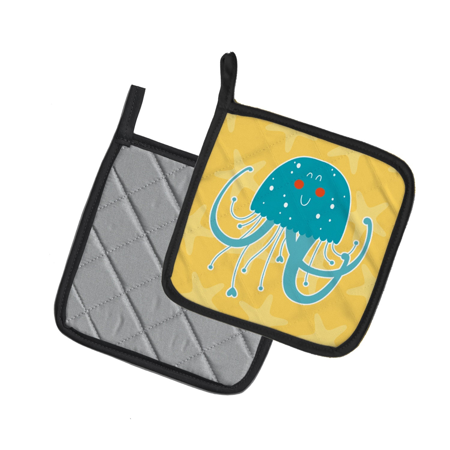 Jellyfish Pot Holder Set of 2 Heat Resistant Quilted Hot Pads 7.5 x 7.5 Inch, Insulated Kitchen Trivets for Cooking & Baking