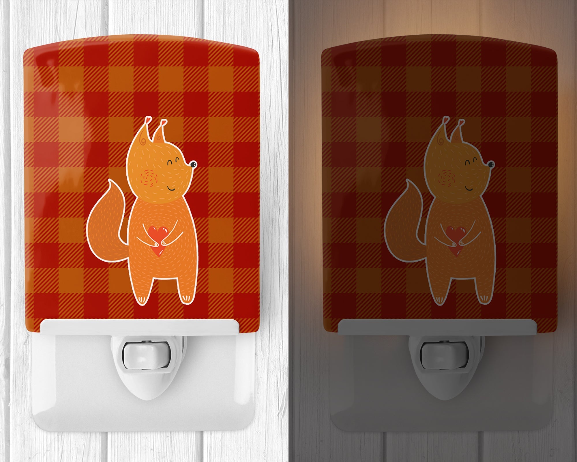 Fox Ceramic Night Light Compact, UL-Certified, Ideal for Bedroom, Bathroom, Nursery, Hallway, Kitchen, 6x4x3, Multicolor