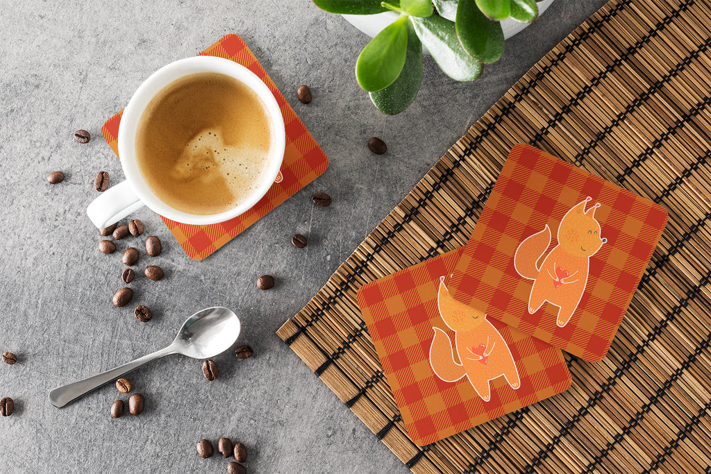 Fox Foam Coasters Set of 4 Cup Coasters for Indoor Outdoor, Tabletop Protection, Anti Slip, Mouse pad Material