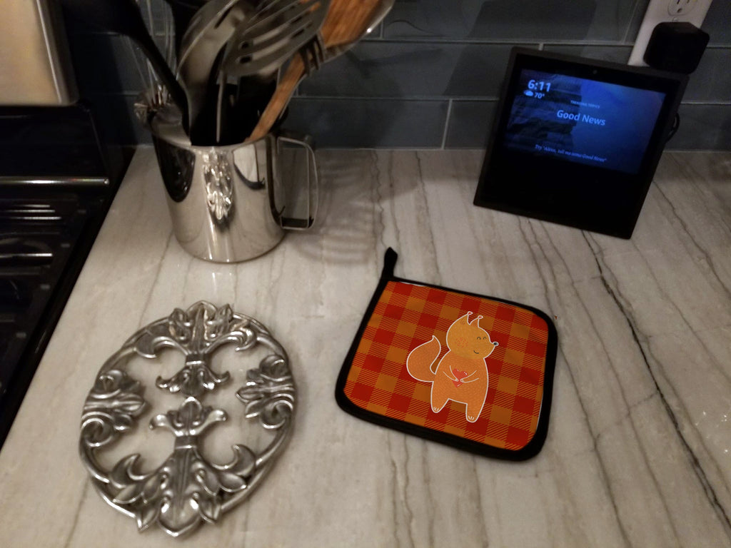 Fox Pot Holder Set of 2 Heat Resistant Quilted Hot Pads 7.5 x 7.5 Inch, Insulated Kitchen Trivets for Cooking & Baking