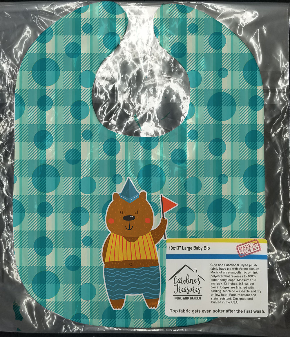 Celebration Bear Baby Bib Easy-Clean Baby Bib Baby Feeding Accessory Baby Mealtime Essential, 10 x 13, Multicolor