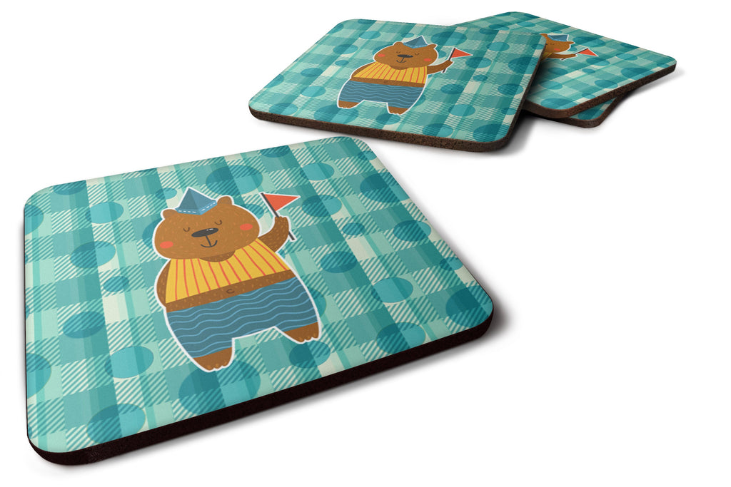 Celebration Bear Foam Coasters Set of 4 Cup Coasters for Indoor Outdoor, Tabletop Protection, Anti Slip, Mouse pad Material