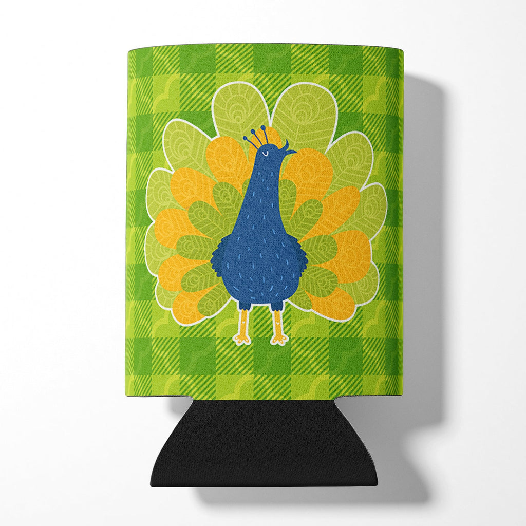 Pretty Peacock Can or Bottle Hugger Cooler Sleeve for Standard 12 oz Cans, Insulated Foam Beer & Soda Can Hugger Reusable