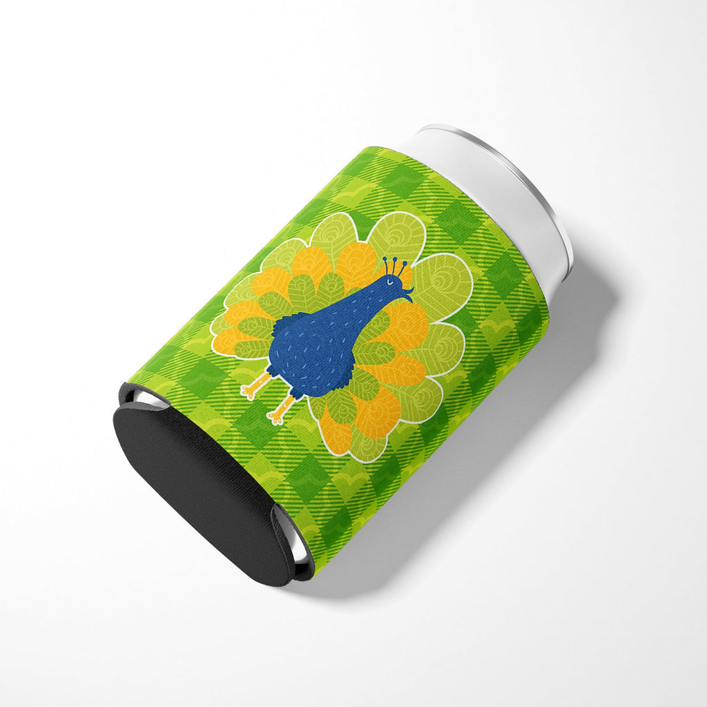 Pretty Peacock Can or Bottle Hugger Cooler Sleeve for Standard 12 oz Cans, Insulated Foam Beer & Soda Can Hugger Reusable